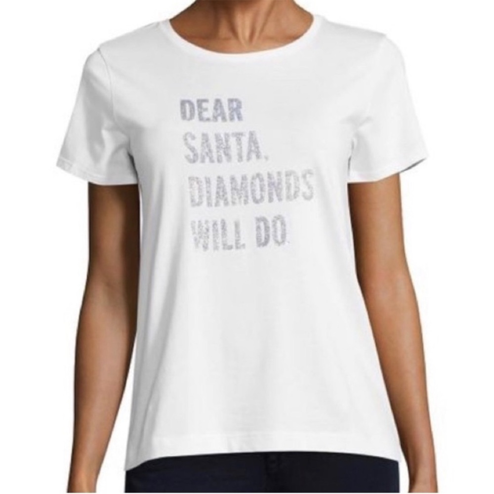 Kate Spade White Tee with Silver Glitter words